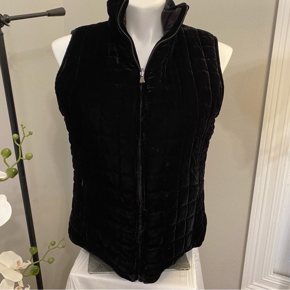 Ralph Lauren Women’s Reversible Black Velvet Vest Reverses to Viscose Large